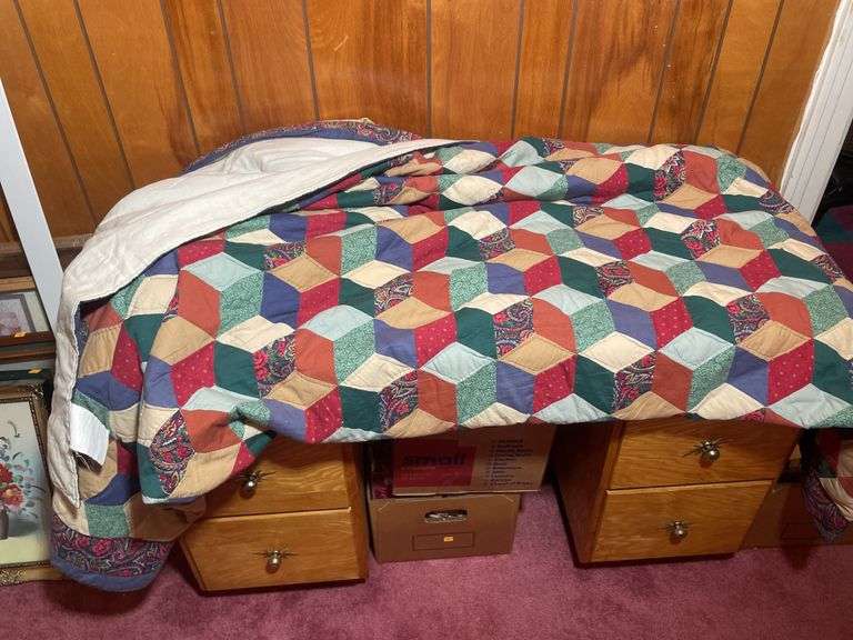Assortment of mostly handmade quilts- some have missing pieces, tears and more