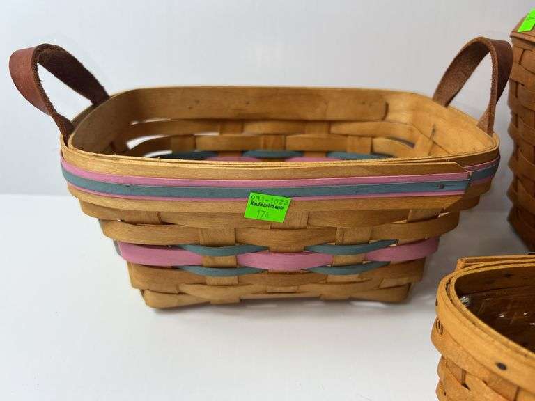 (2) Longaberger Woven Baskets and (1) Workshop Woven Basket