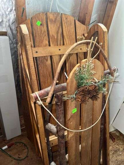 (2) Vintage Wooden Sleighs