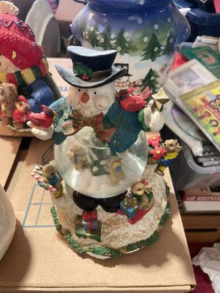 (2) boxes of Christmas items including figurines, lamp, musicals and more