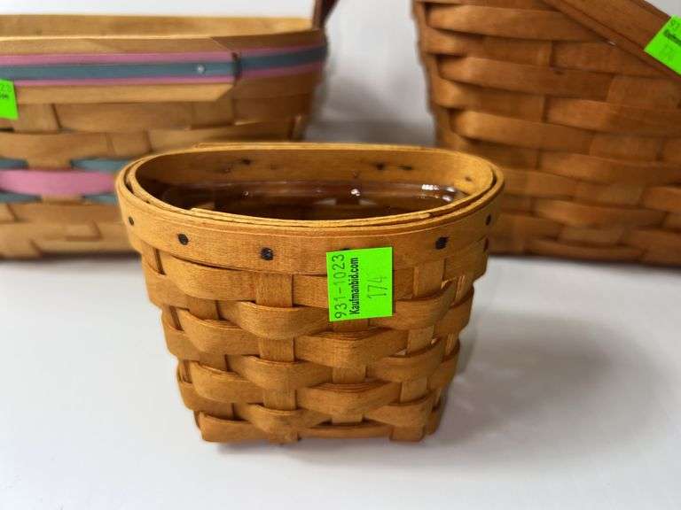 (2) Longaberger Woven Baskets and (1) Workshop Woven Basket