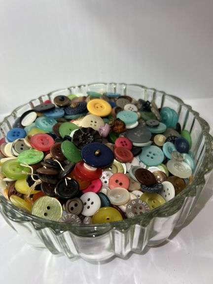 (2) Clear Glass Candy Dishes w/ Buttons