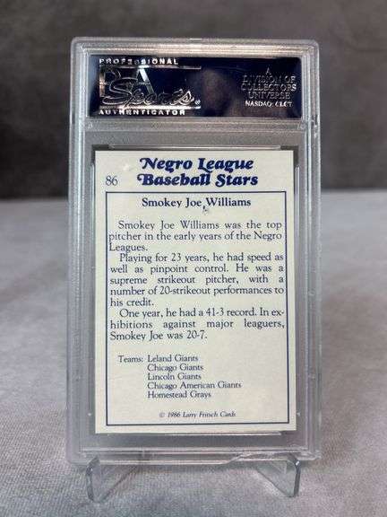 1986 Fritsch Negro League: Judy Johnson & Smokey Joe Williams, PSA mint 9/ Dihigo PSA 10
