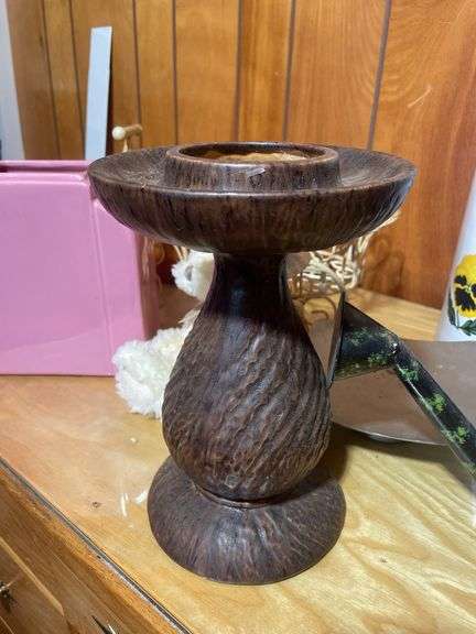 Large lot of decor including candleholder, (2) matching lamps, jug, small display case & more