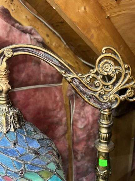 Vintage Tiffany Style Twisted Stain Glass Floor Lamp