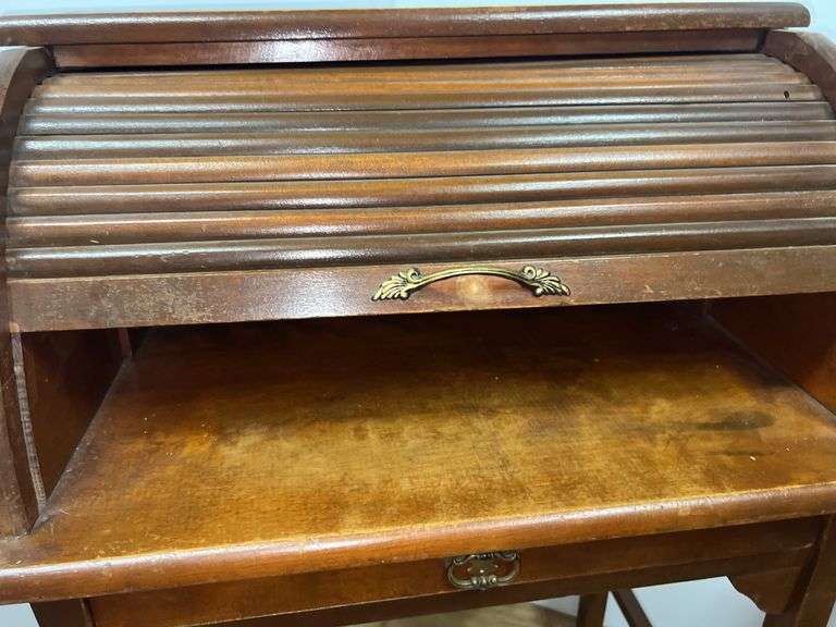 Vintage Wooden Roll Top Bread Box