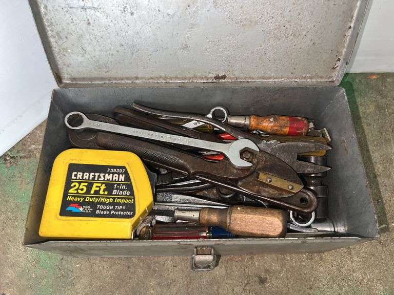 Silver Metal Toolbox w/ Hand Tools