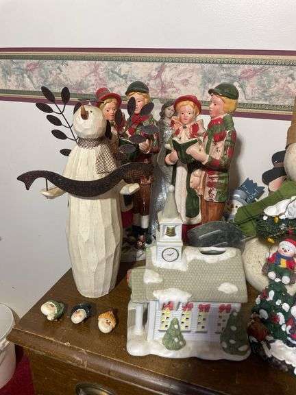(2) boxes of Christmas items including figurines, lamp, musicals and more