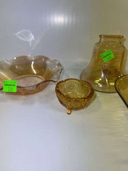Assortment of Amber Colored Glassware
