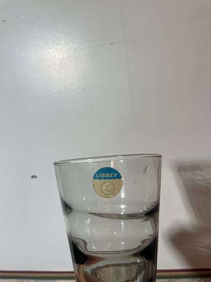 (6) Libby ripple gray Saturn optic ring drinking glasses