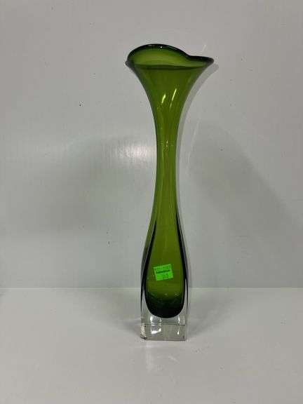 Green Tulip Glass Vase