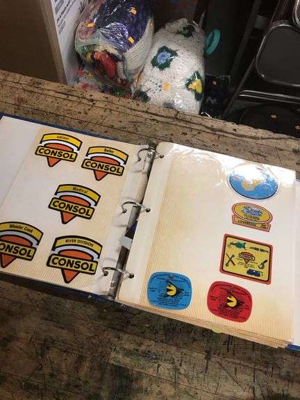 Vintage Consol mining stickers, Blacksville, Mountaineer guardian, miscellaneous, album is full