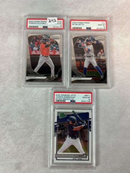 Bichette, Alvarez, Dominguez PSA 10 Rookie Card lot Prizm & Optic
