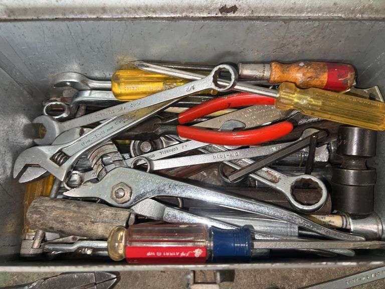 Silver Metal Toolbox w/ Hand Tools