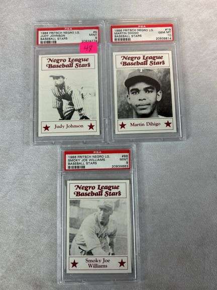 1986 Fritsch Negro League: Judy Johnson & Smokey Joe Williams, PSA mint 9/ Dihigo PSA 10