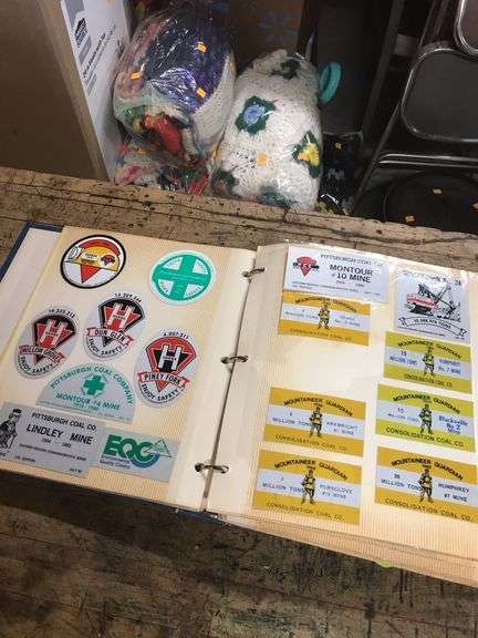 Vintage Consol mining stickers, Blacksville, Mountaineer guardian, miscellaneous, album is full