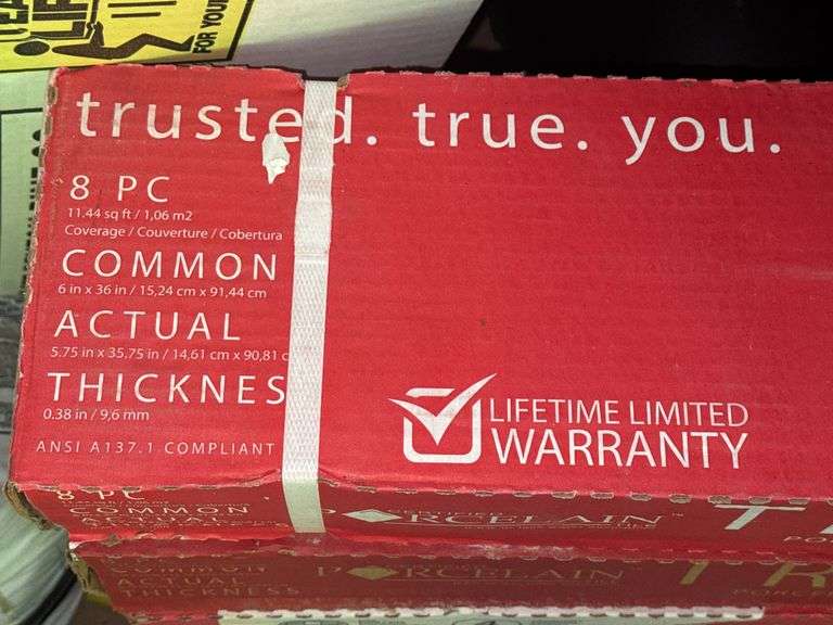 (6) Boxes of True Porcelain Waterproof Tile Flooring and (1) Bag of Porcelain/Tile Mortar