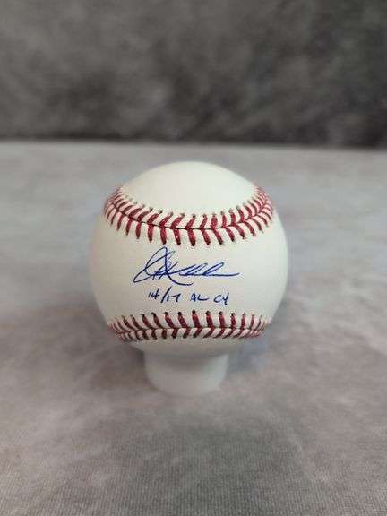 Corey Kluber signed CY Young baseball, MLB with stats (12/17 ALCY) , Fanatics