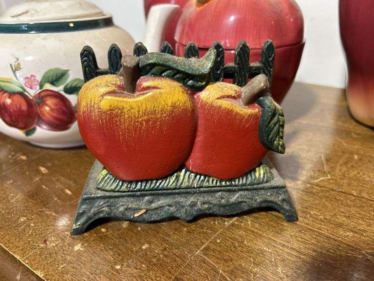 Large lot of Apple canisters - some ceramic, Apple mugs, teapots, butter dish and misc.