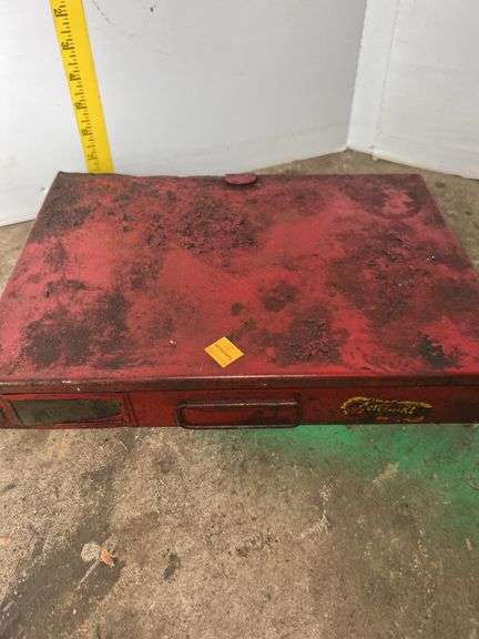 Red Metal Toolbox w/ Various Screws