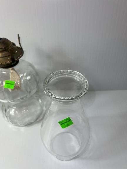 (2) Vintage Clear Glass Oil Lamps