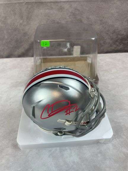 Caleb Downs signed Ohio State mini helmet, hologram from signing
