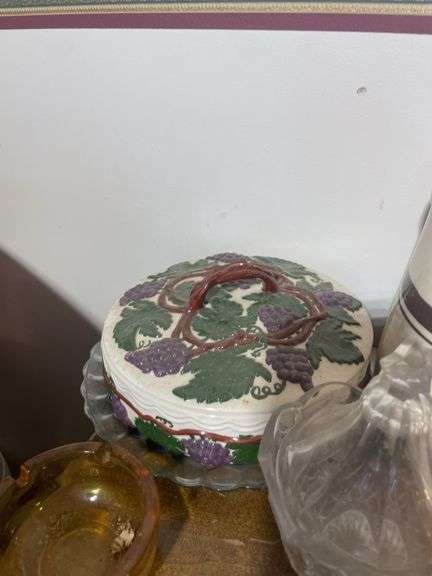 (2) totes of glassware including decorative plates, lamps, animal planters, figurines and more