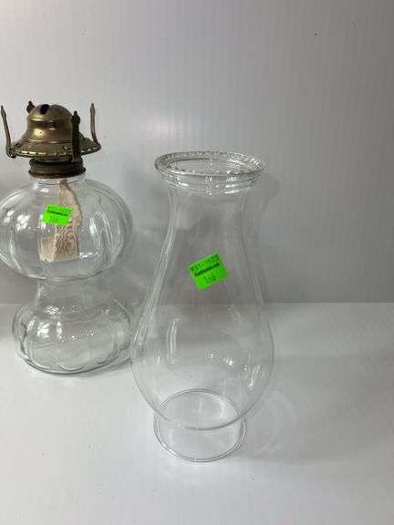 (2) Vintage Clear Glass Oil Lamps