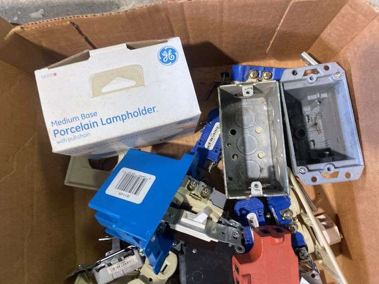 (2) boxes of tools/parts/supplies including electrical and plumbing items
