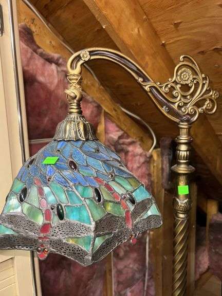 Vintage Tiffany Style Twisted Stain Glass Floor Lamp