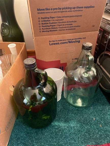 (2) boxes of vases and 2 glass jugs
