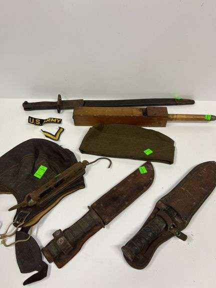 Vintage Military Hats and Machetes