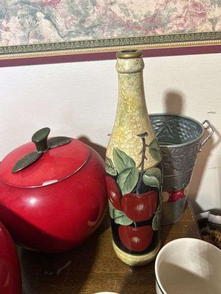 Large lot of Apple canisters - some ceramic, Apple mugs, teapots, butter dish and misc.