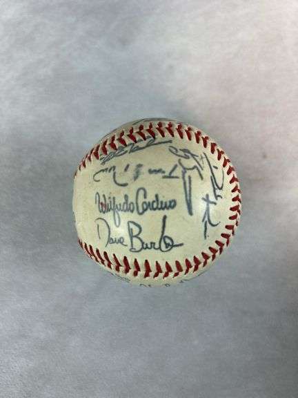Gaylord Perry Signed 8x10 Photo & (3) Indians Facsimile Signed Baseballs