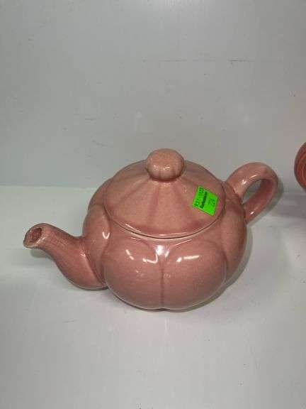 Homer Laughlin Fiesta Teapot and Unbranded Pink Ceramic Teapot