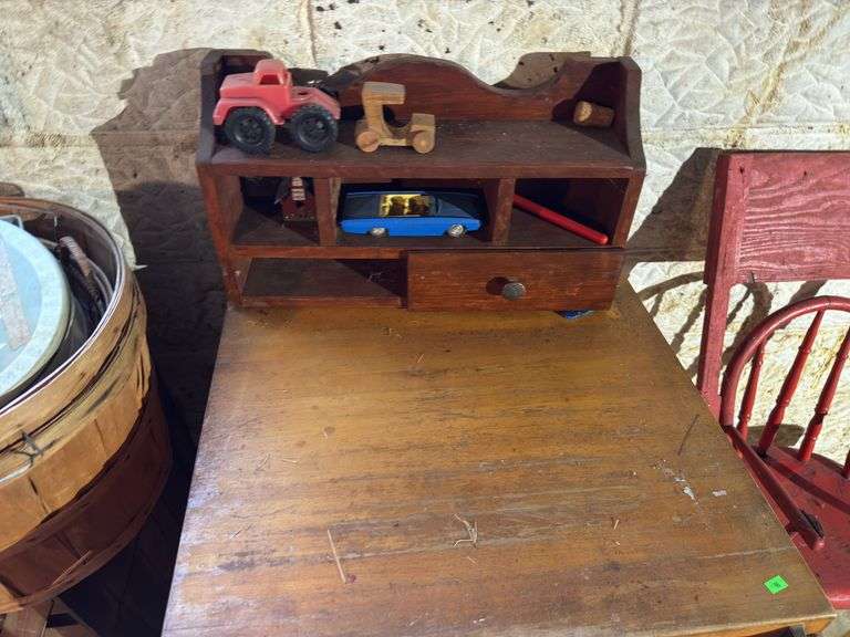 Wood Cabinet with Solid wood Top and contents
