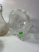 Assortment of Clear Glass Baskets, Dishes and Vases