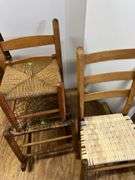 Wooden and Woven Rocking Chairs and Footstool