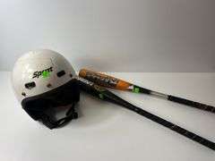 Racing Helmet and (2) Baseball Bats