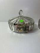 (2) Clear Glass Candy Dishes w/ Buttons