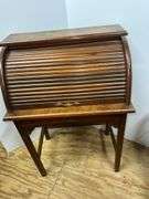 Vintage Wooden Roll Top Bread Box