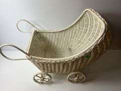 White Wicker Baby Carriage