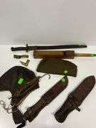 Vintage Military Hats and Machetes