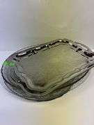 (2) Clear Glass Dishes and Silver Serving Tray