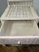 White Wicker Nightstand and Side Table