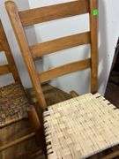 Wooden and Woven Rocking Chairs and Footstool