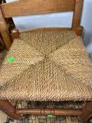 Wooden and Woven Rocking Chairs and Footstool