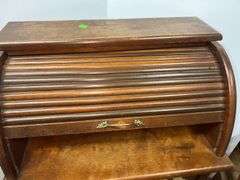 Vintage Wooden Roll Top Bread Box