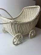 White Wicker Baby Carriage
