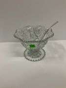 Vintage Glass Fruit Dish with Dipper